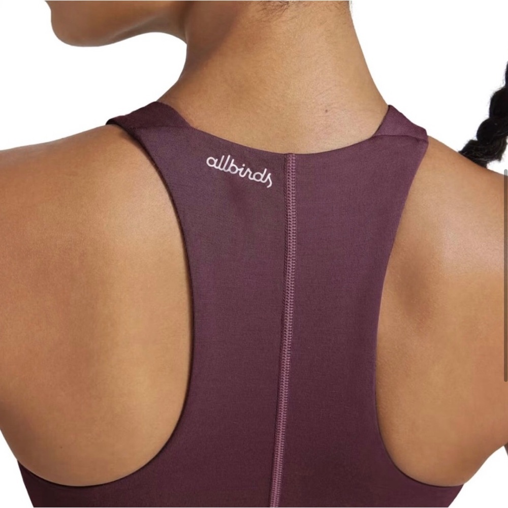 NWOT Allbirds Women's Natural Run Form Tank Maroon Wine Red Long Crop Active - Picture 3 of 8
